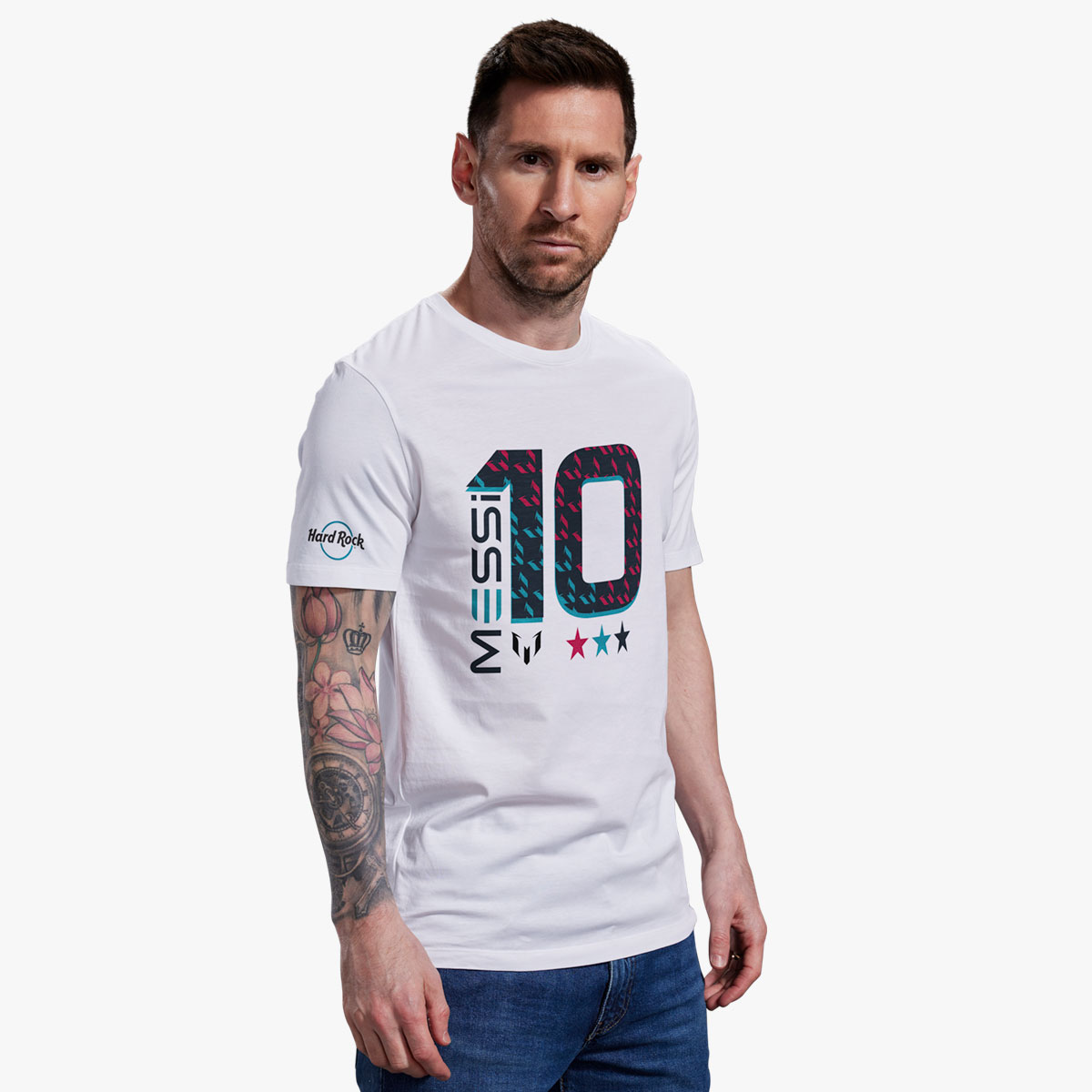 Messi x Hard Rock Adult Fit Tee in Silver image number 3
