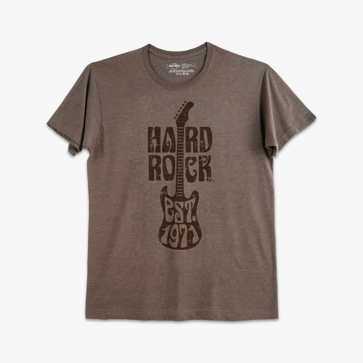 Hard Rock Adult Fit Festival Tee with Logo Guitar Est 1971 in Brown image number 1
