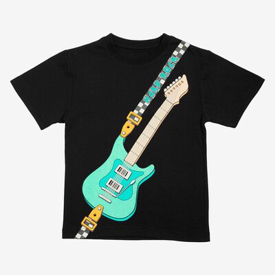 Rock Kids Tee in Black with Electric Guitar Strap Design Rock Kids Tee in Black with Electric Guitar Strap Design