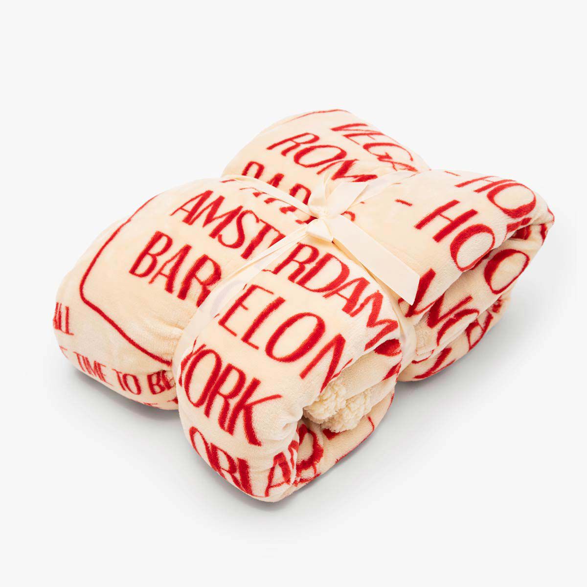 Hard Rock Cafeのタオルケット Hard Rock Plush Blanket in Cream and Crimson | Online Rock Shop