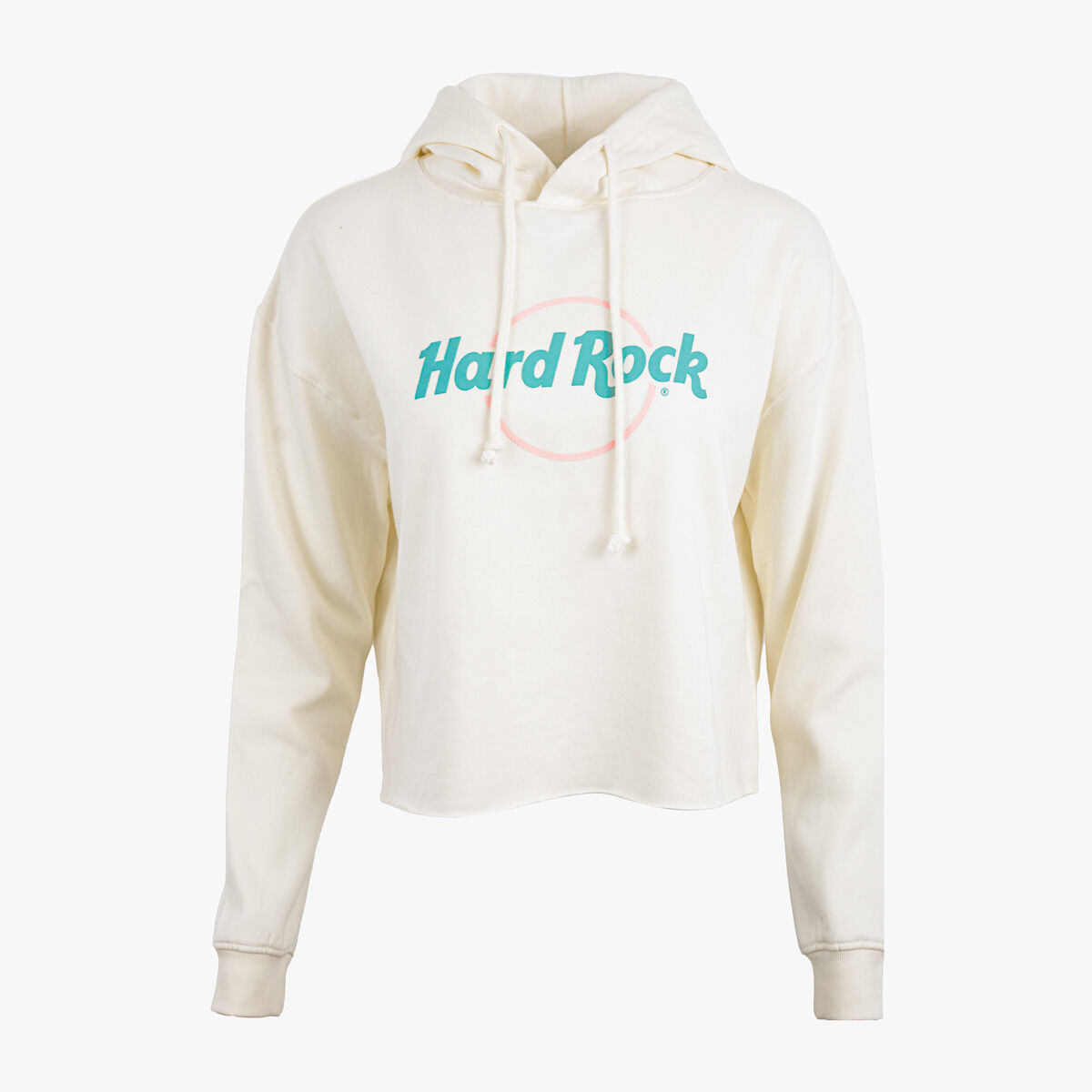 Hard Rock Pop of Color Cropped Women s Fit Beige Hoodie