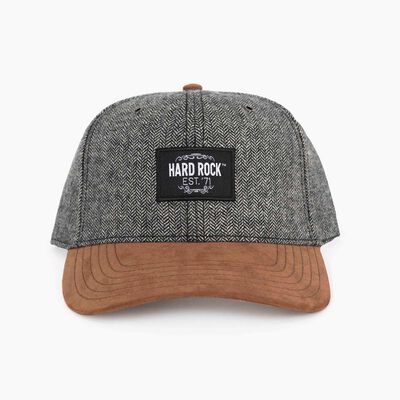 Black Herringbone Hat with Brown Visor Black Herringbone Hat with Brown Visor