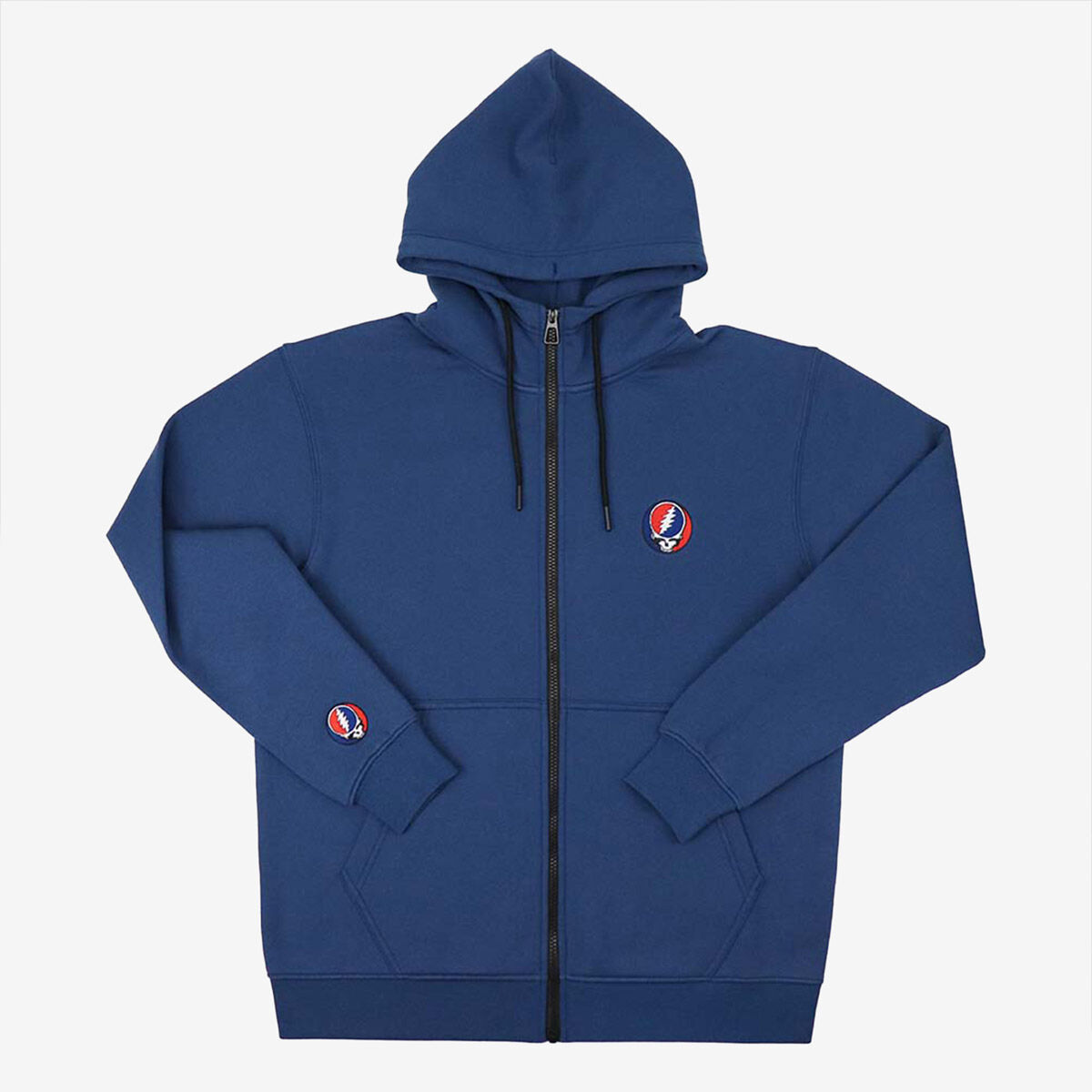 The Grateful Dead Mock Neck Stealie Zip Up Hoodie in Navy Online Rock Shop