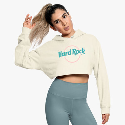 Pop of Color Cropped Women's Fit Beige Hoodie Pop of Color Cropped Women's Fit Beige Hoodie