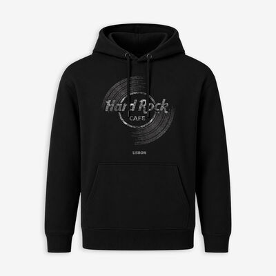 Adult Fit Vinyl Logo Hoodie in Black