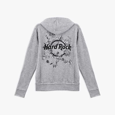 Women's Floral Logo Zip Front Hoodie Women's Floral Logo Zip Front Hoodie