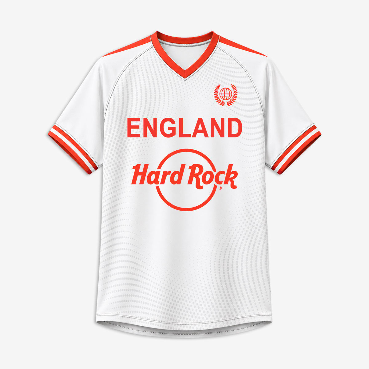 Hard Rock England Soccer V-Neck Tee in White | Online Rock Shop