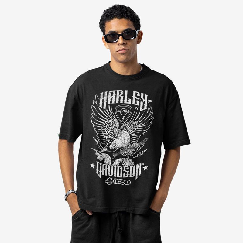 Harley Davidson Mens Relaxed Fit Tee Shirt in Black