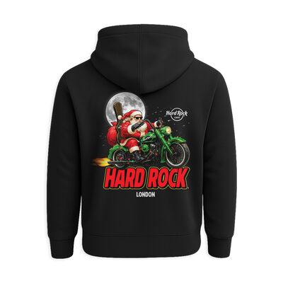 Santa Biker Full Zip Hoodie in Black