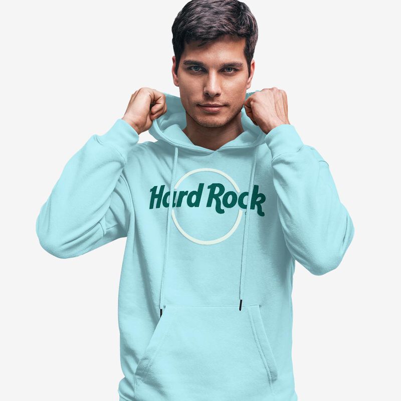 Hard Rock Adult Fit Pop of Color Hoodie in Light Aqua image number 2