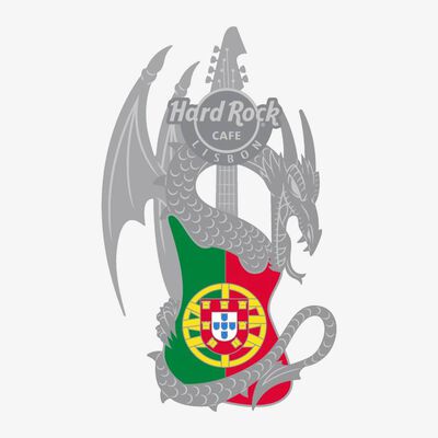 3D Dragon and Flag Guitar Pin