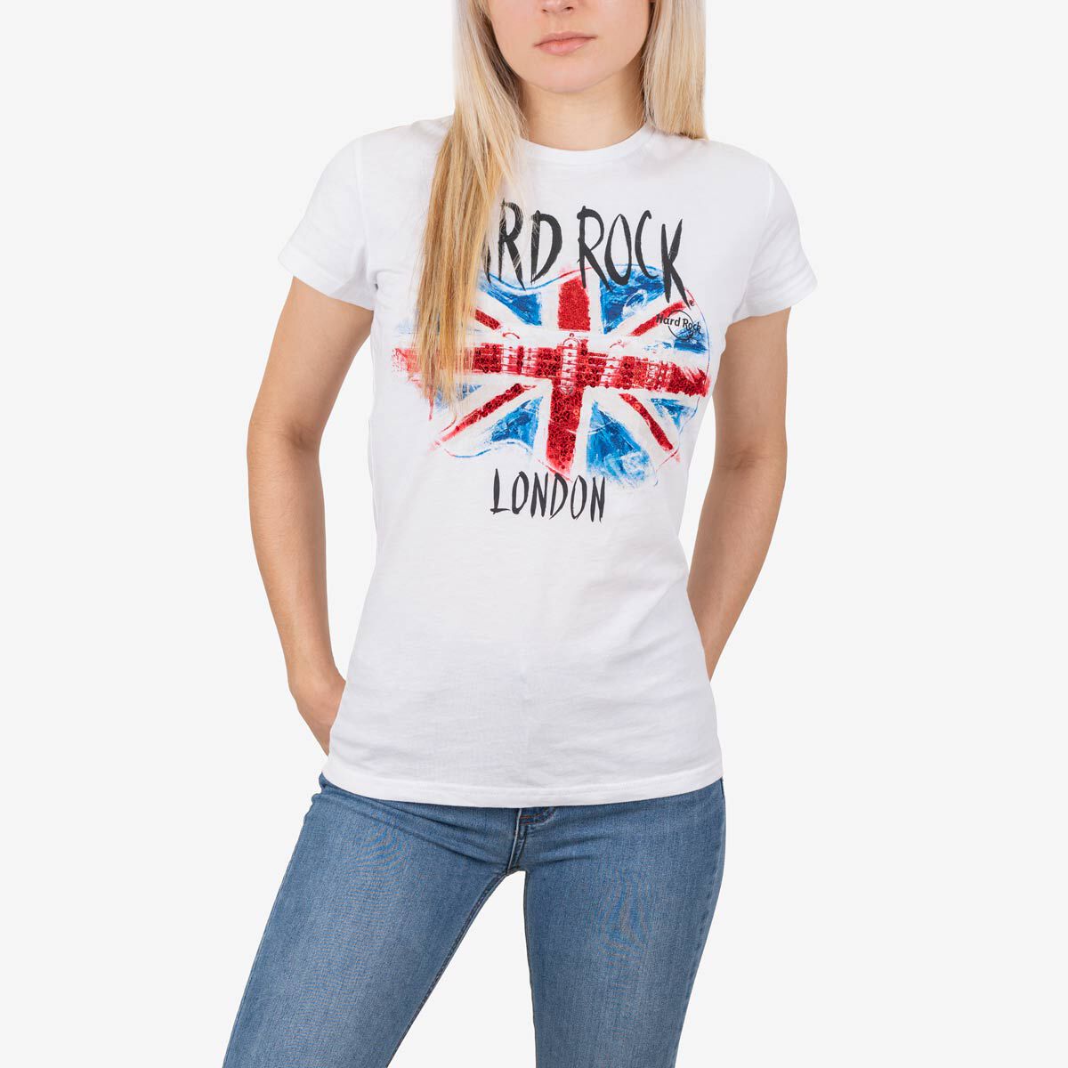 Women's Sequin Guitar Flag Tee | Online Rock Shop Women's Sequin Guitar Flag Tee | Online Rock Shop