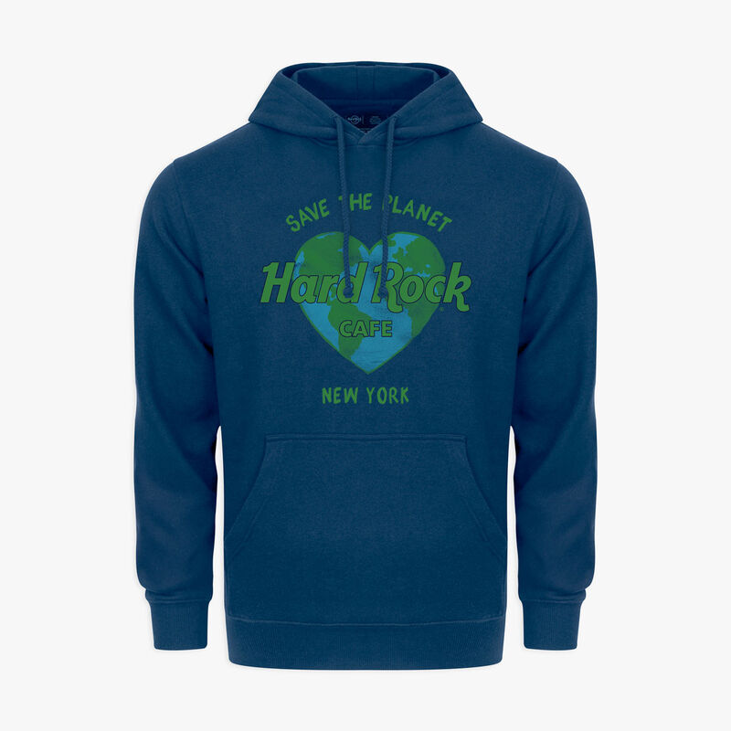 Hard Rock Adult Fit Save The Planet Pullover Hoodie in Navy 