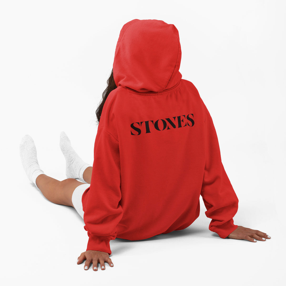 Rolling Stones Pullover Kangaroo Pockets Hoodie in Red