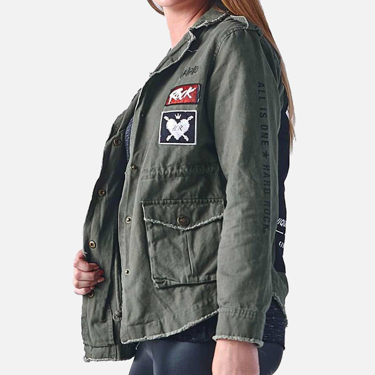Womens military jacket with patches hotsell