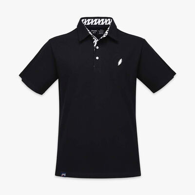 Grateful Dead Simple Bolt Pique Polo in Black Grateful Dead Simple Bolt Pique Polo in Black