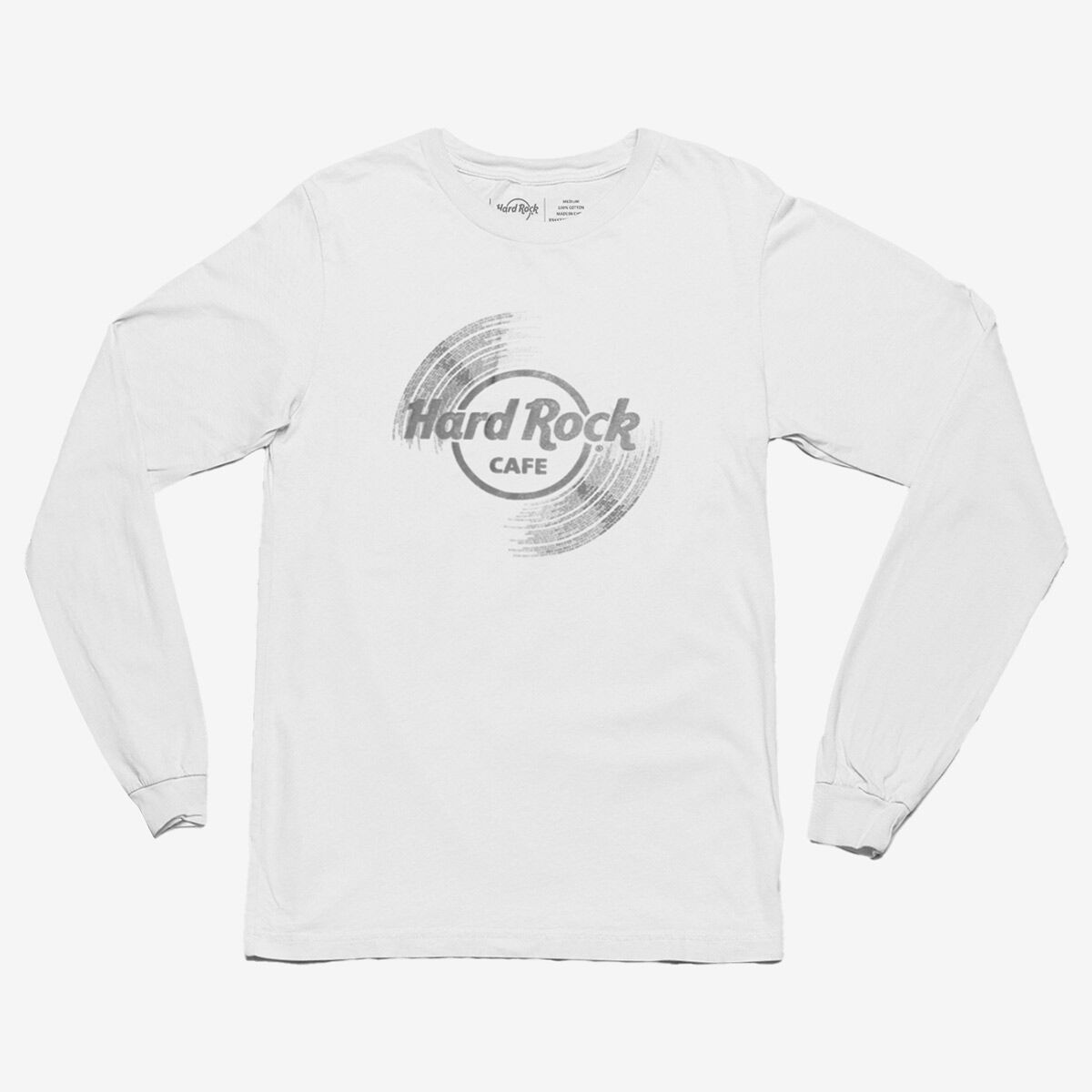 Hard Rock Vinyl Logo Unisex Longsleeve Tee in White