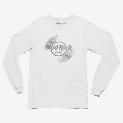Adult Fit Vinyl Logo Longsleeve Tee in White Adult Fit Vinyl Logo Longsleeve Tee in White