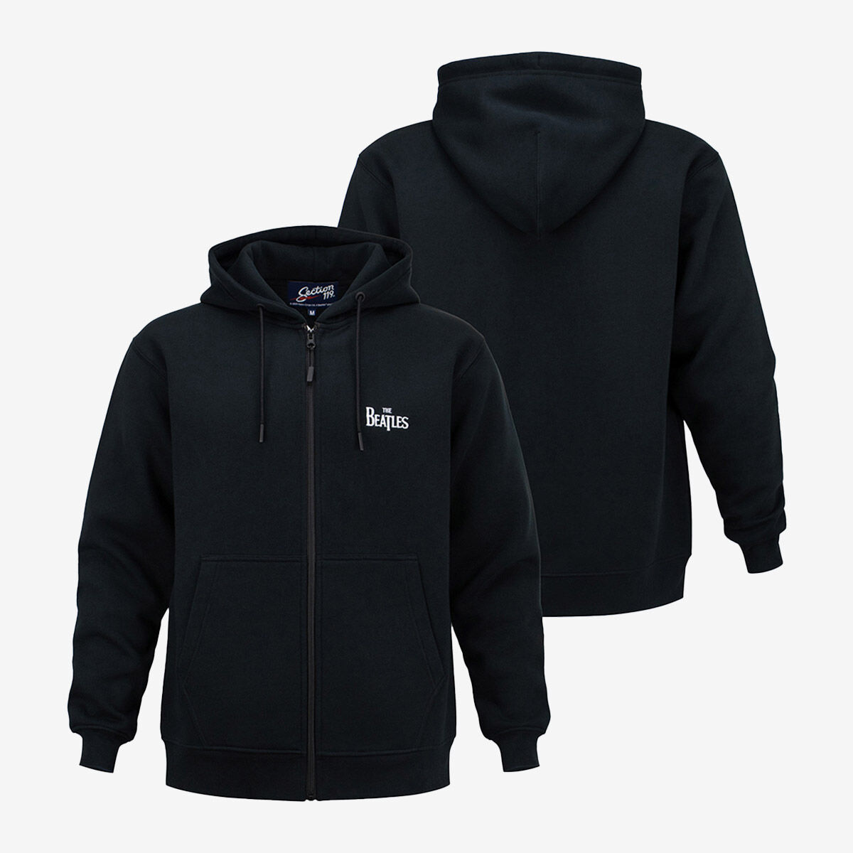 The Beatles Premium Logo Zip Up Hoodie in Black Online Rock Shop