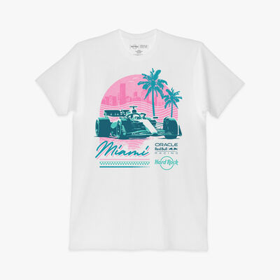 Oracle Red Bull Racing Miami Grand Prix 2025 Sunset Tee in White Oracle Red Bull Racing Miami Grand Prix 2025 Sunset Tee in White
