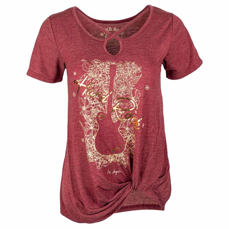 Women's Foil Guitar Silhouette Side Knot Tee image number 2