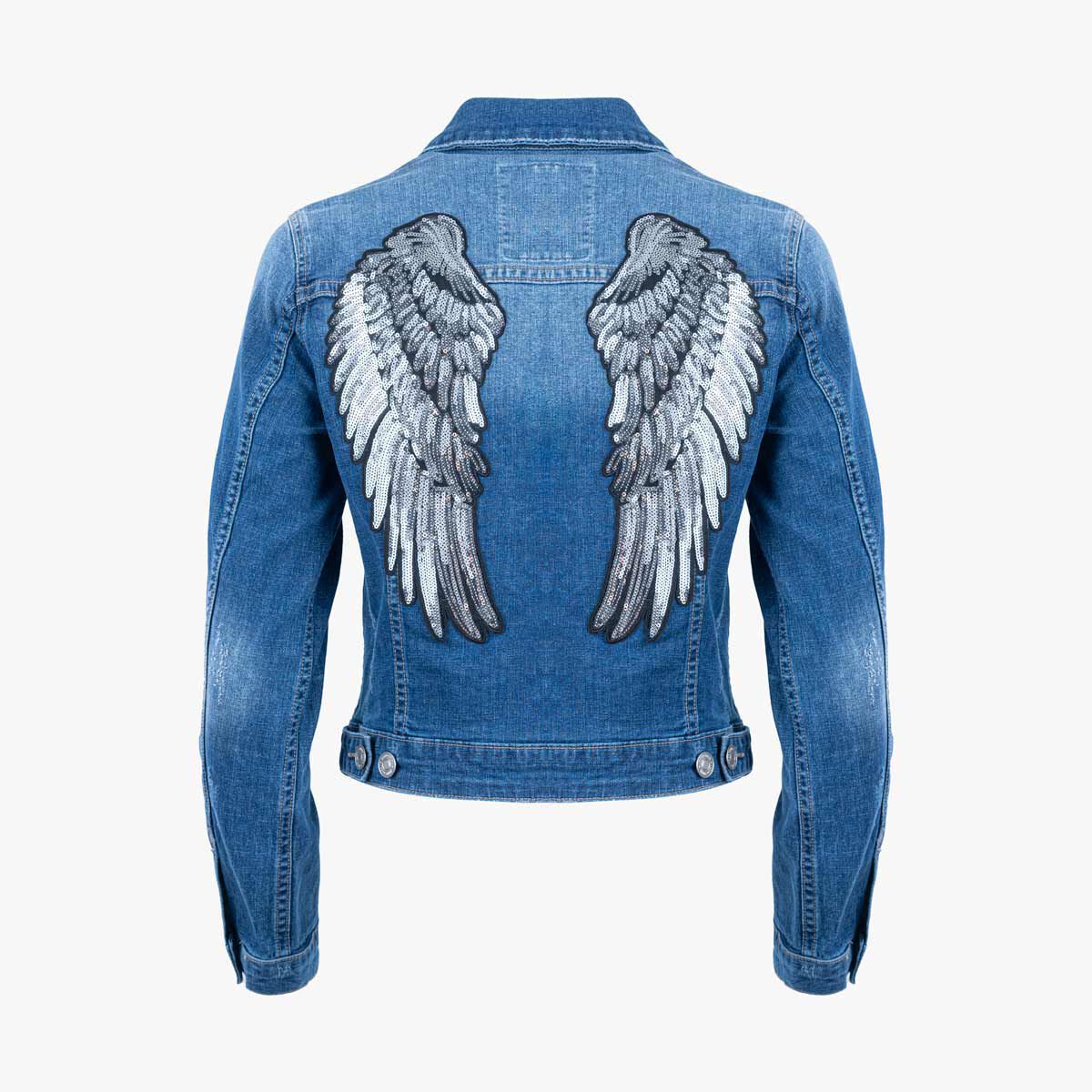 LB GtrCo Women Sequin Wing Denim Jacket Blue Online Rock Shop