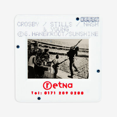 Crosby Stills Nash & Young Boxed Original 35MM Photograph in Acrylic Case