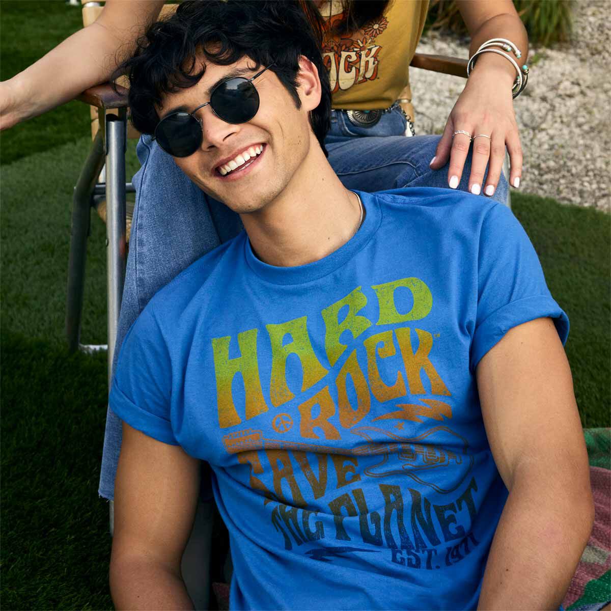 Hard Rock Adult Fit Festival Tee with Save the Planet in Vivid