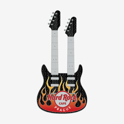 Limited Edition Flaming Double Neck Guitar Core Pin Limited Edition Flaming Double Neck Guitar Core Pin