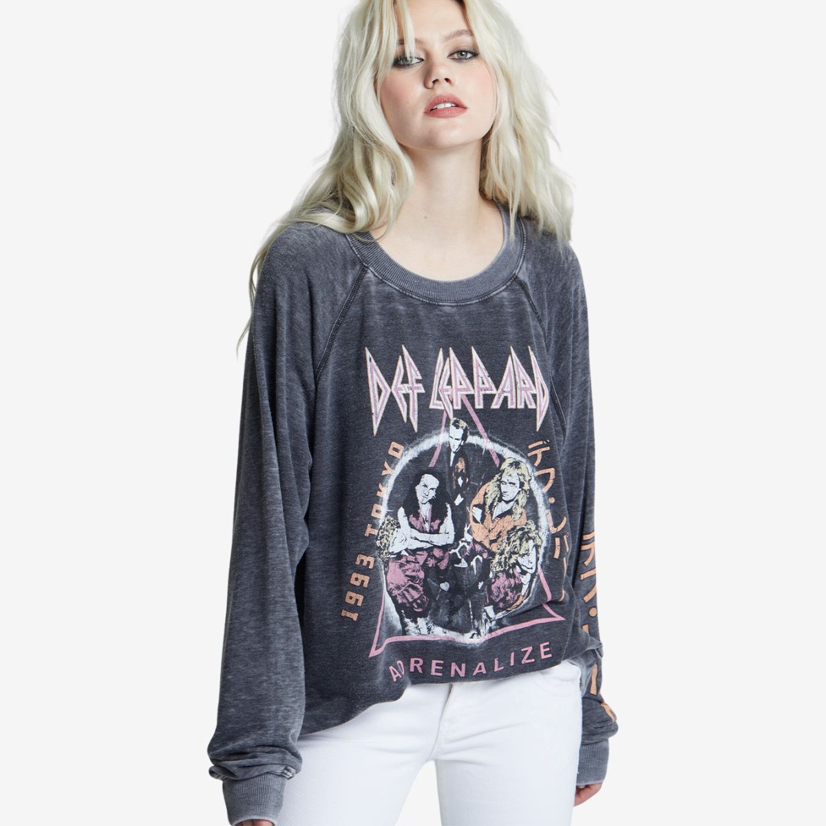 Def Leppard Oversized Sweatshirt with Tokyo Design by Recycled Karma Online Rock Shop