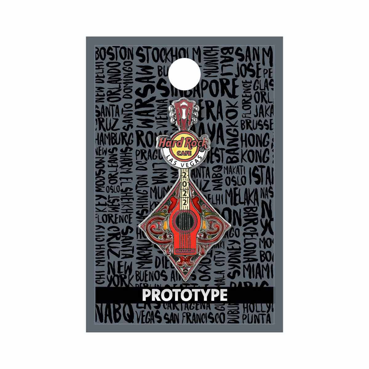 Las Vegas Prototype Stained Glass Diamond Guitar Pin | Online Rock