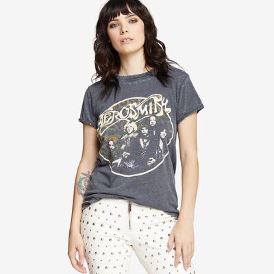 Aerosmith Fitted Tee with Back In the Saddle Design by Recycled Karma Aerosmith Fitted Tee with Back In the Saddle Design by Recycled Karma