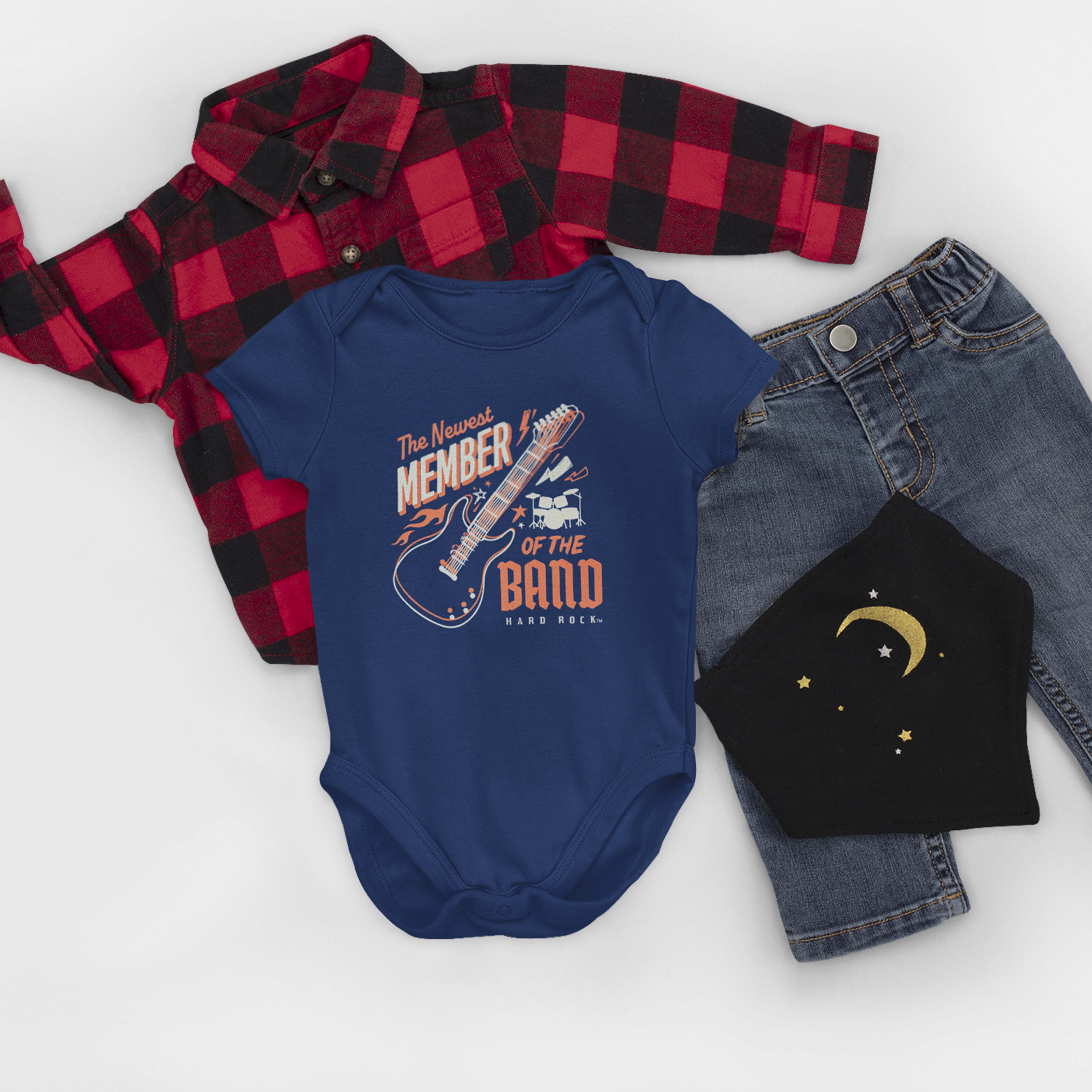 Navy Blue Band Member Rock Kids Baby Onesie | Snap Button Closure