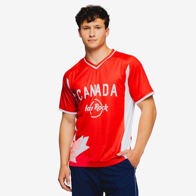Canada Soccer V-Neck Tee in Red