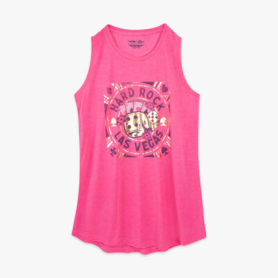 Casino Gold Foil Women's Hot Pink Tank Casino Gold Foil Women's Hot Pink Tank