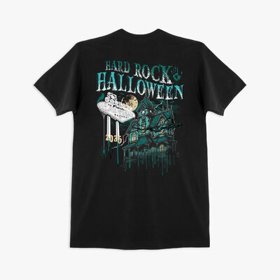 Adult Fit Las Vegas Haunted House Halloween Tee in Black