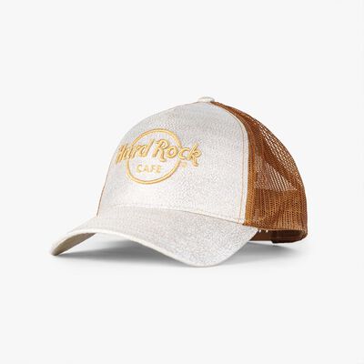 Glitter Logo Trucker Hat in Gold Glitter Logo Trucker Hat in Gold