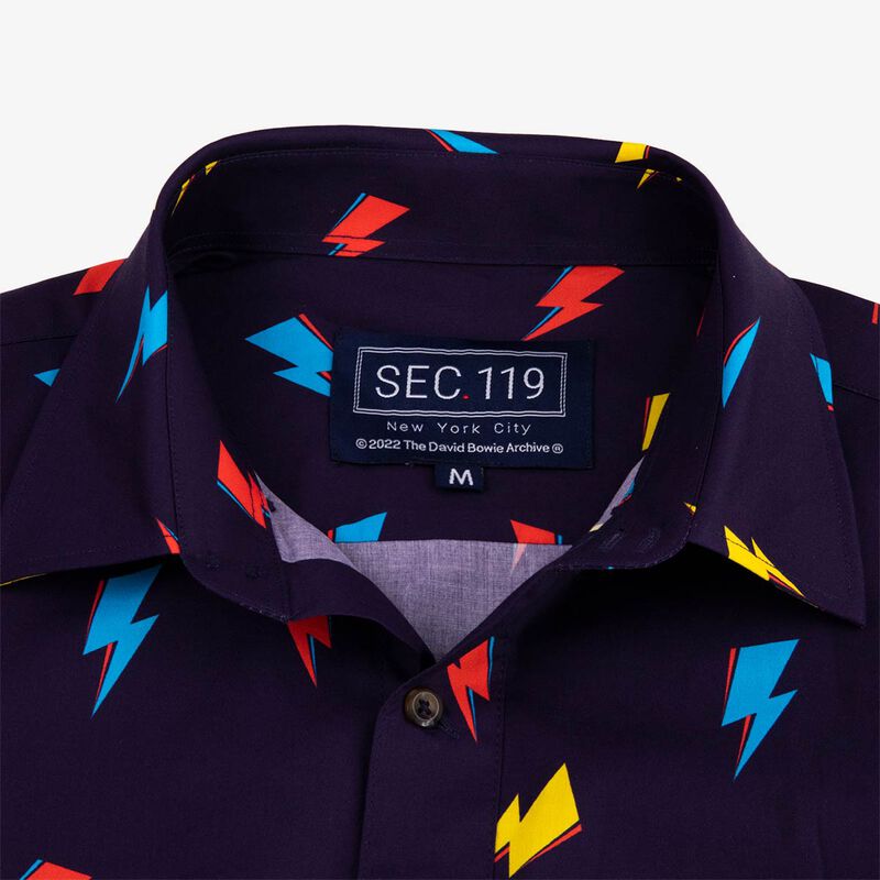 david bowie dress shirt David Bowie All-Over Bolt Short Sleeve Shirt in Navy
