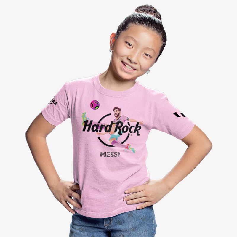 Messi x Hard Rock Kids Tee in Pink image number 1