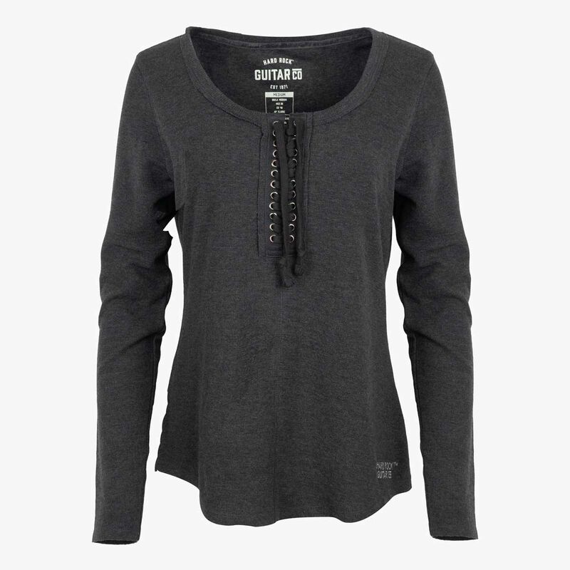 Guitar Company Lace Up Skull Thermal in Black with Skull Design image number 2