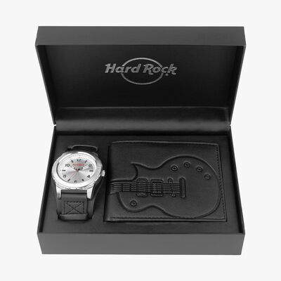Hard Rock Watch Set with Guitar Wallet in Black Hard Rock Watch Set with Guitar Wallet in Black