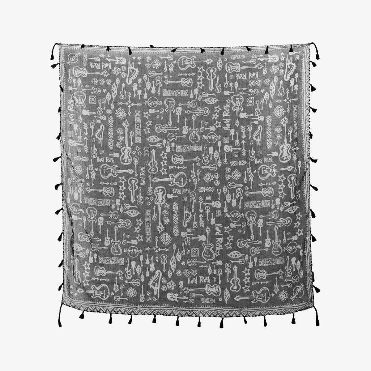 Multi Guitars Scarf with Tassels | Online Rock Shop