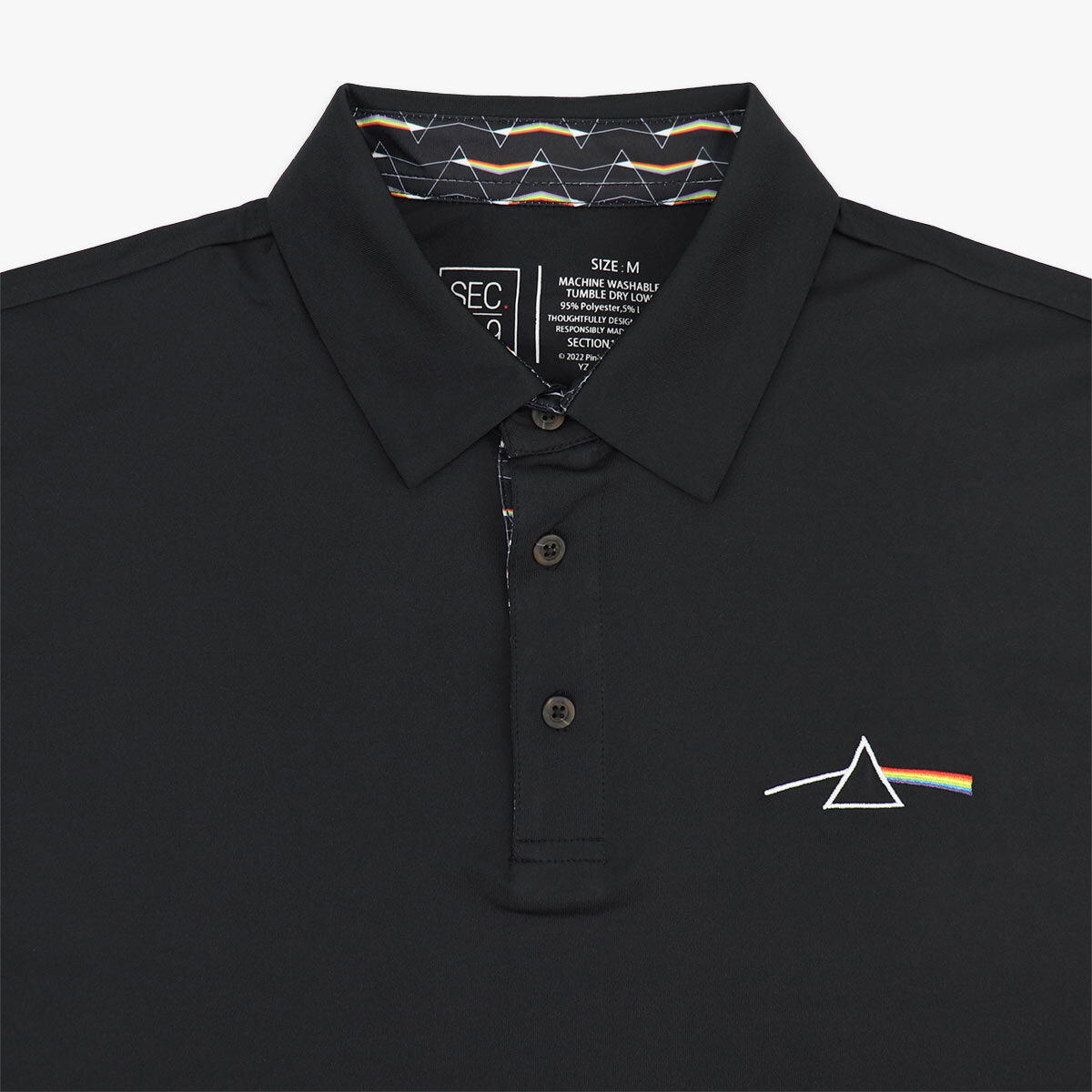 Pink Floyd Dark Side of the Moon Dry Fit Polo in Black | Online