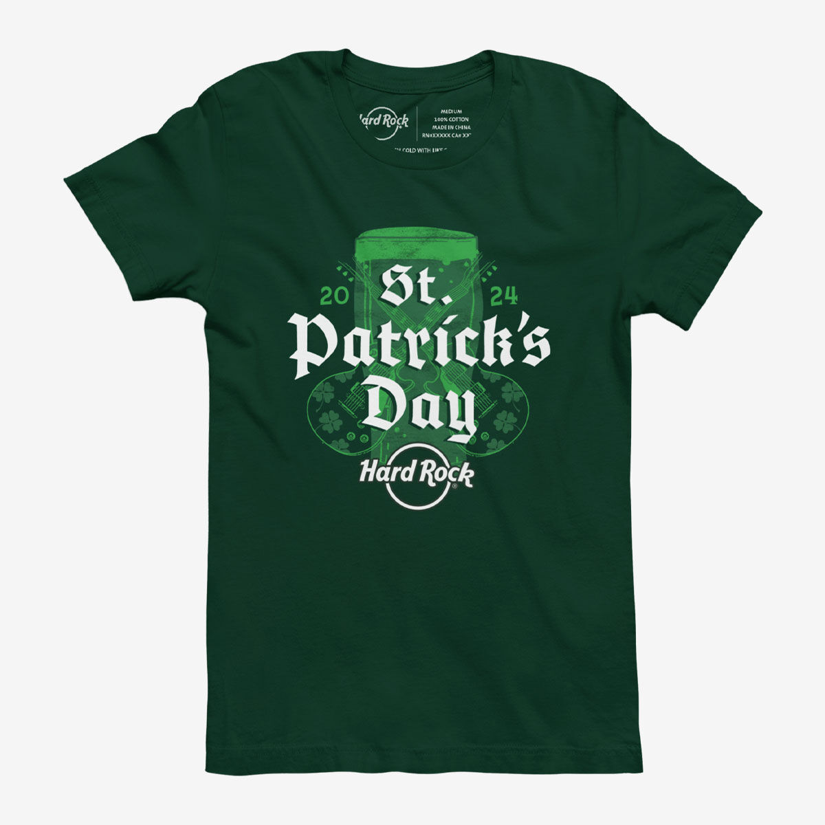 Rock the Green Vibes St. Patrick s Day 2024 Tee in Forest Green Limited Edition for Hard Rock Fans Online Rock Shop