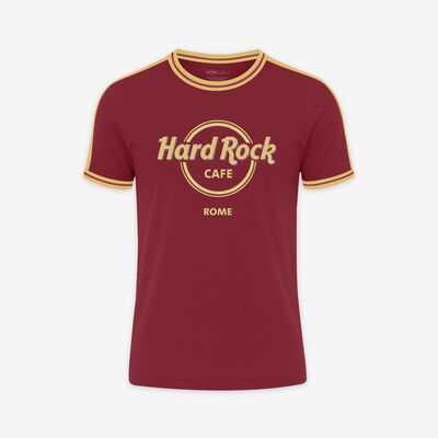 Adult Fit Rome Ringer Tee in Maroon and Gold