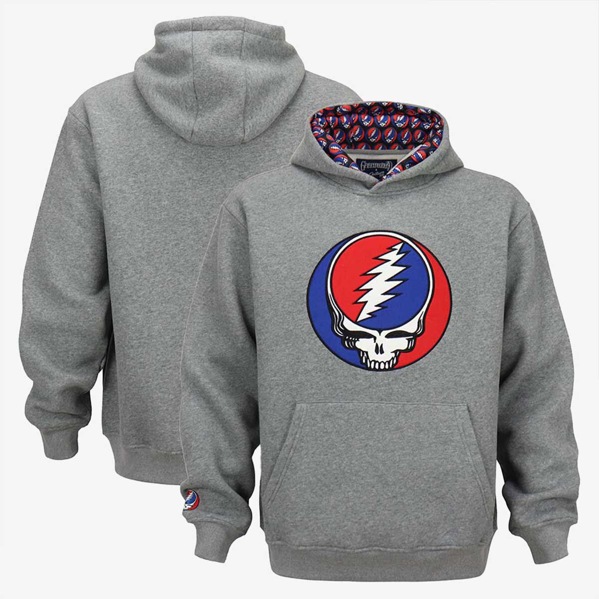 Grateful Dead Lightning Bolt Skull Hoodie in Grey