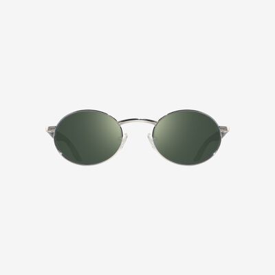 Revo Vintage Oval Chrome Smoky Green Sunglasses