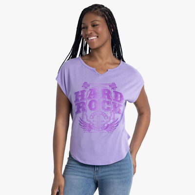 Cross Guitars Dreamboat V-Neck Tee in Iris Purple Cross Guitars Dreamboat V-Neck Tee in Iris Purple