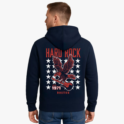 Adult Fit Americana Eagle Guitar Zip-up Hoodie in Navy Adult Fit Americana Eagle Guitar Zip-up Hoodie in Navy