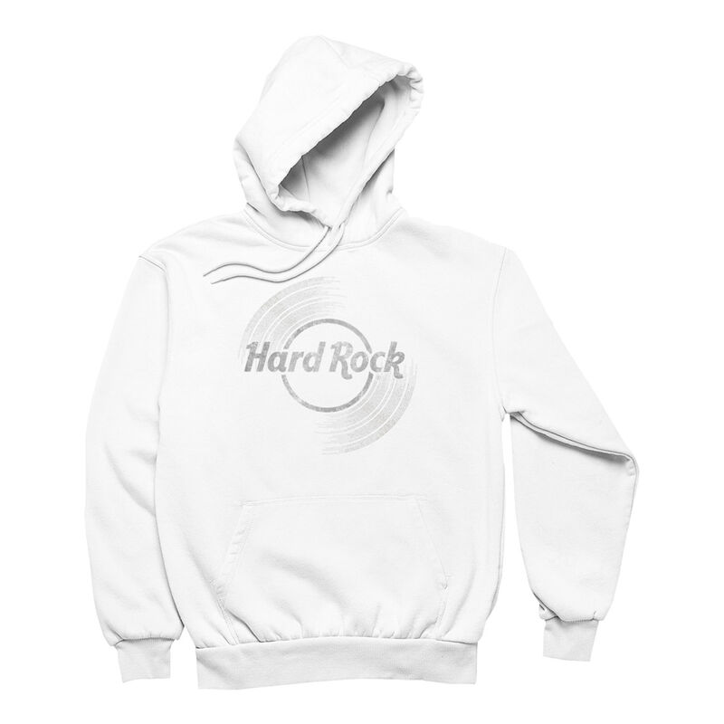 Hard Rock Vinyl Logo Unisex Hoodie in White image number 1